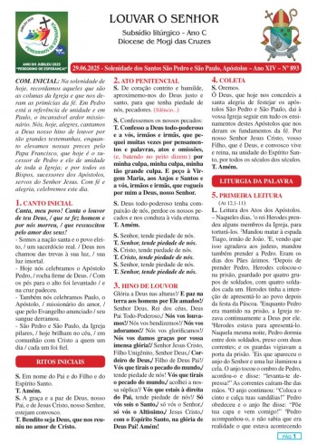 Louvar o Senhor - Ano C - 29 de junho de 2025 - Solenidade de São Pedro e São Paulo Apóstolos