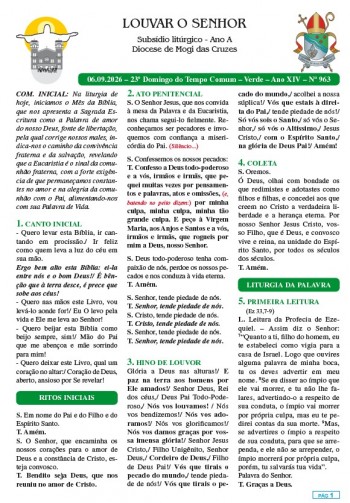 Louvar o Senhor - Ano A - 06 de setembro de 2026 - 23º Domingo do Tempo Comum