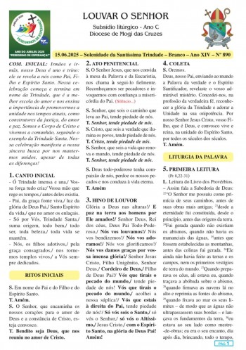 Louvar o Senhor - Ano C - 15 de junho de 2025 - Solenidade da Santíssima Trindade