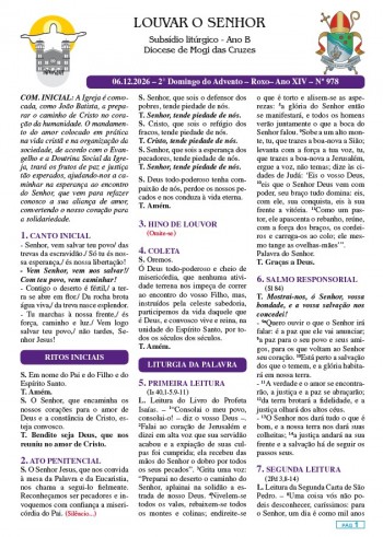 Louvar o Senhor - Ano B - 06 de dezembro de 2026 - 2º Domingo do Advento