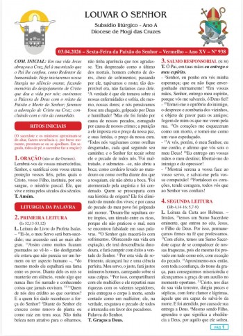 Louvar o Senhor - Ano A - 03 de abril de 2026 - Sexta-feira da Paixão do Senhor