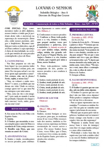 Louvar o Senhor - Ano A - 02 de novembro de 2026 - Comemoração de todos os Fiéis Defuntos