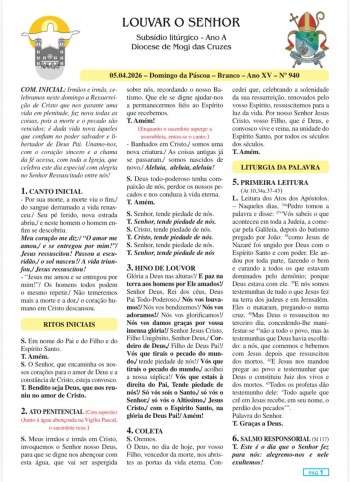 Louvar o Senhor - Ano A - 05 de abril de 2026 - Domingo da Páscoa