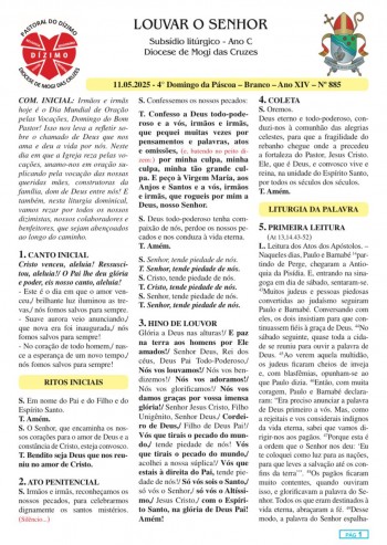 Louvar o Senhor - Ano C - 11 de maio de 2025 - 4º Domingo da Páscoa