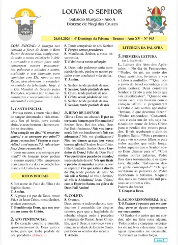 Louvar o Senhor - Ano A - 26 de abril de 2026 - 4º Domingo da Páscoa